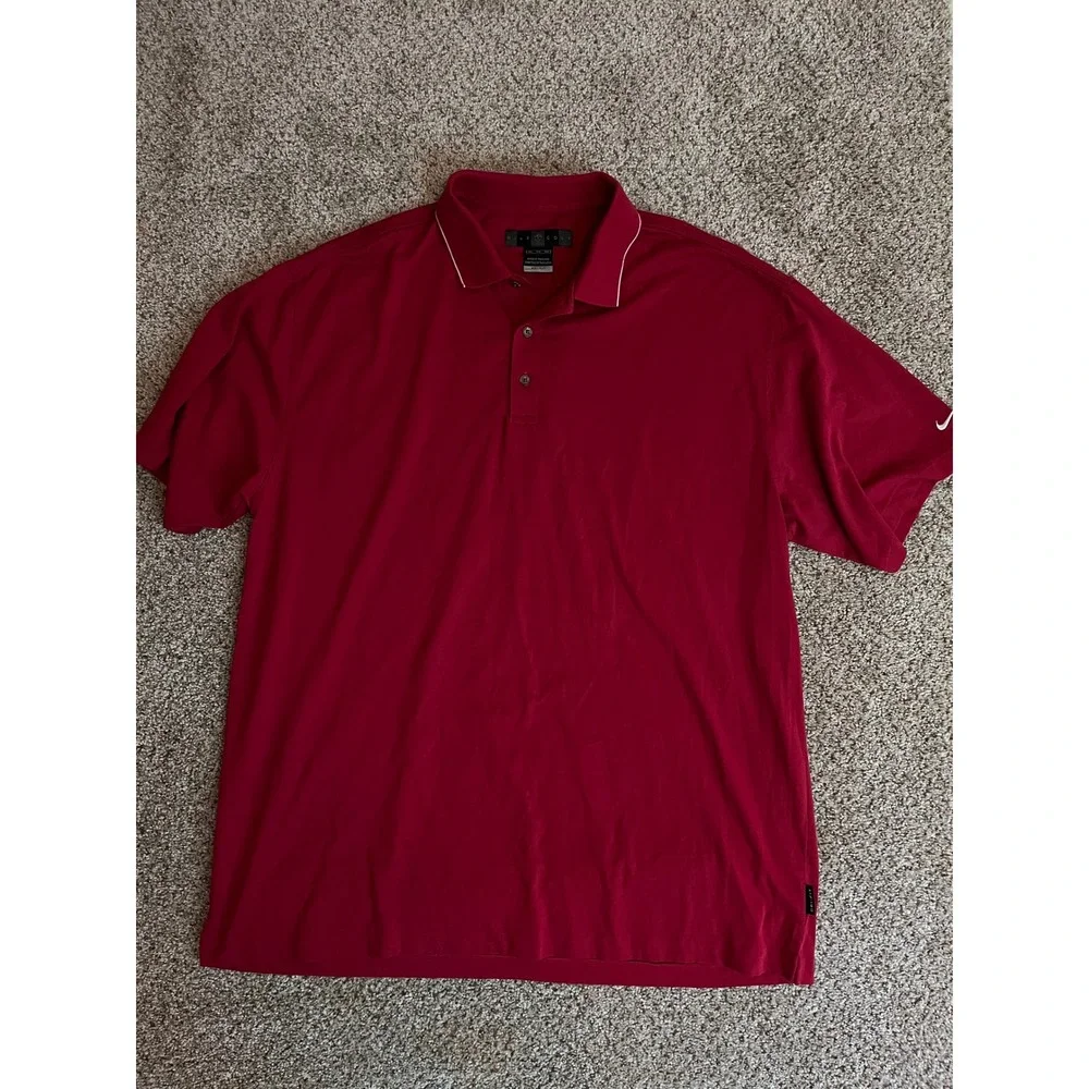 Y2K Nike Golf Men's Performance Polo XXL Red Dri-FIT Short Sleeve Golf Shirt